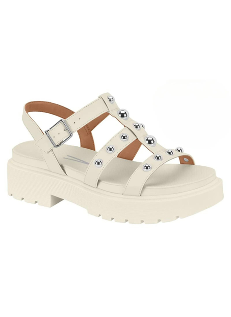 Sandália Vizzano Feminina Papete Tratorada Detalhes Metalizados